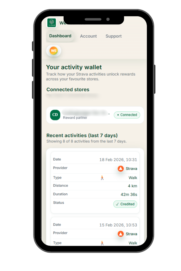 Customer activity wallet